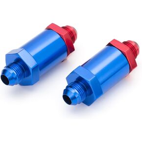 10AN Male Billet Inlet Fuel Filter with 80 Micron Brass Insert Element, AN10 3/4-16 Fuel Filter Fitting Adapter 2Pcs