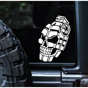 Sunset Graphics & Decals Skull Hand Grenade Decal Vinyl Car Sticker | Cars Trucks Vans Walls Laptop | White | 5.5 inches | SGD000172