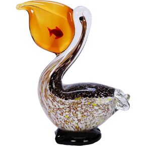Beachcombers Pelican with Fish Glass Art Beach Coastal Decor Decoration Multi