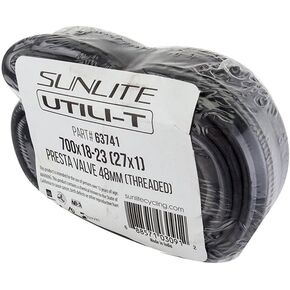 Sunlite Utili-T Inner Tube 63741 700 x 18-23 (27x1) 48mm Presta Valve Bicycle Bike Tube (1 Pack)