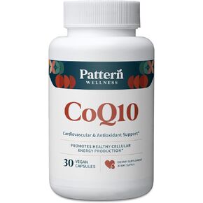 Pattern Wellness CoQ10-200mg Ubiquinone with Bioperine Black Pepper Extract - Cardiovascular & Cellular Energy Production Support - Non-GMO - 30 Vegan Capsules