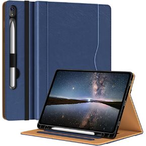 OKP Case for Samsung Galaxy Tab S9 Plus 12.4 inch 2023 /Galaxy Tab S9 FE Plus, Multi-Angle Stand/Pocket/Pencil Holder/Auto Wake/Sleep, PU Leather Case for Tab S9+ Plus (Blackbrown)