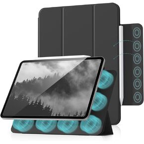 kenke Case for iPad Air 5th Generation 2022 / iPad Air 4th Generation 2020, Rebound Magnetic Smart Cover with Clasp, Auto Sleep/Wake Slim Trifold Stand Case for iPad Air 5/4 10.9 Inch, Gray White