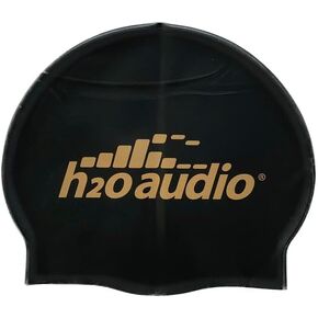 H2O Audio Swim Cap Silicone - Durable, Lightweight Swimming Caps for Long Hair - Wrinkle Free Fitting - Non Toxic and Non Allergenic - Highly Stretchable Elastic Texture for Men and Women - Black