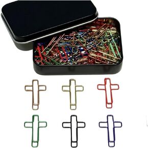 Cute Paper Clips, 65 pcs Cross Shaped Paper Clips Bookmarks Bible Study Supplies, Assorted Colors, Christian Journaling Supplies for Women Men Christian