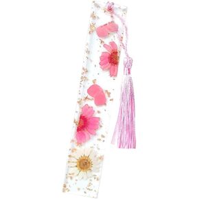 Daisy Epoxy Bookmarks Dried Flower Resin Bookmark Pressed Flower Bookmark Transparent Floral Dried Flower Page Marker acrylic bookmark for Kids Woman Teacher Students Purple Beauty Sakura