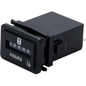 JR-HM001 Mechanical Hour Meter AC 110-250V Snap in Rectangular Hour Meter for Compressor Motorhome Generator Fork Lifts Golf Carts and Any Other Battery Powered Equipment