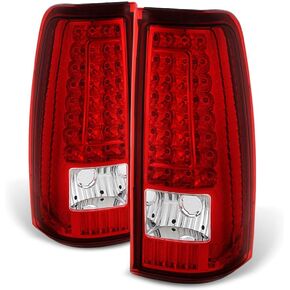 ACANII - For Black Smoke 1999-2002 Chevy Silverado GMC Sierra [C-Shape] LED Tail Lights Lamps