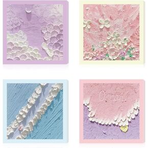 4 Pads 240 Sheets Oil Painting Sticky Notes, 3x3 in, 4 Themes Aesthetic Self-Stick Notes, Sticky Note Pads Memo Pads, Style A