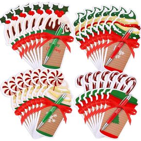 96 Pcs Christmas Sticky Notes with Ballpoint Pens and Ribbons Christmas Themed Gifts Cute Coffee Cup Die Cut Memo Note Pad Red Green Christmas Ballpoint Pens for School Office Home Present in Kuwait