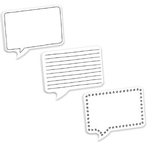 Speech Bubble Shaped Sticky Note Pad Assortment / 6.5" x 5" Modern Sticky Notes/Set of Three Black Line Sticky Note Pad Designs/Made in USA