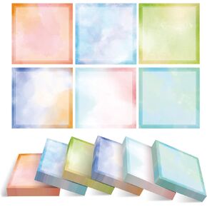 Kisdo Sticky Notes 600 Sheets 3 x 3 Inch Memo Pad, 6 Patterns Self-Stick Pads, Multiple Designs Watermark Adhesive Notepads, Easy to Post for Studying Home Office School (Marble)