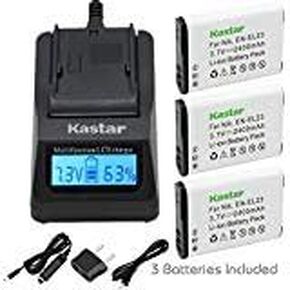 Kastar Ultra Fast Charger (3X Faster) Kit and Battery (3-Pack) for Nikon EN-EL23, MH-67 Work with Nikon Coolpix P600, S810c Digital Cameras