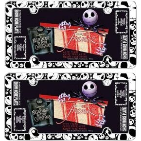 Jack Skellington Faces Heads Expressions Tim Burton Nightmare Before Christmas Disney Auto Car Truck SUV Vehicle Universal-fit License Plate Frame - Plastic - PAIR