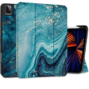 MEEgoodo for iPad Air 12.9 Case 2024/iPad Pro M2 12.9 Case 6th/5th/4th/3rd Generation 2022 2021 2020 2018 with Pencil Holder, Lightweight Tablet Cases with Soft Back Shell, Birds & Flowers
