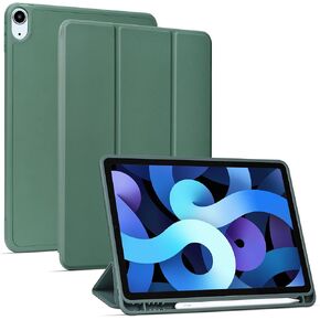 Arae for iPad Air 5 / iPad Air 4 Case 10.9 inch [5th Generation] [4th Generation] [Corner Protection] Multi-Angle Viewing with Pencil Holder, Kickstand Feature, Auto Wake/Sleep,Green