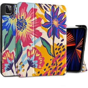 MEEgoodo for iPad Air 12.9 Case 2024/iPad Pro M2 12.9 Case 6th/5th/4th/3rd Generation 2022 2021 2020 2018 with Pencil Holder, Lightweight Tablet Cases with Soft Back Shell, Birds & Flowers in Kuwait