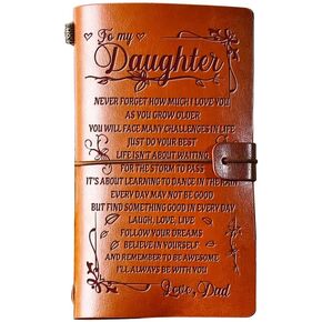Daughter Gift from Dad, GIFTRRY to My Daughter Leather Journal, 140 Page Refillable Writing Journal, Graduation Birthday Gifts for Daughter from Dad, Father Daughter Gifts for Adults Daughter