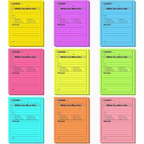Eaasty 9 Pieces While You were Out Pads 4 x 5 Inches Assorted Colors Sticky Notes Adhesive Message Pads Urgent Notes for Work Call, Office Supplies, 40 Sheets/Pad (Fluorescent Colors)