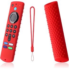 Red Silicone Remote Cover Case Compatible with Lenovo/TCL FireTV Stick 3rd Gen. / 4K Remote, Washable Skin with Lanyard for HD Streaming Devices