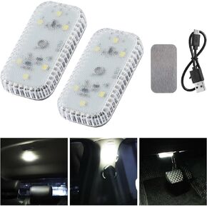 LivTee 2PCS Wireless Small Car LED Lights Interior, USB Rechargeable Car Interior Led Night Light for Car Decor, Car Accessories for Men and Woman (White)