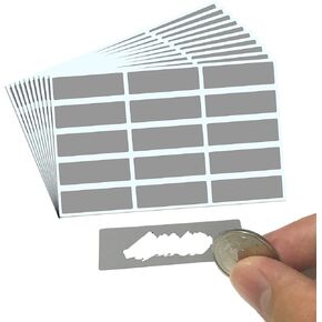 150 Pack, Scratch Off Stickers Labels - Rectangle, Gray, 1.9 x 0.6"
