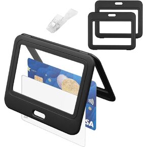 ID Badge Holder with Plastic Clip, Double-Sided Transparent Windows Vertical Hard Black Plastic Case Waterproof Card Holder for Office School ID Credit Cards Exhibition Cards Passes,3pack