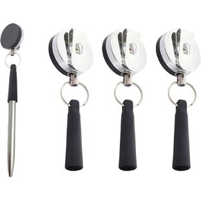 3 Pieces Retractable Pen Holder Carpenter Pencil Holder with Metal Clip Heavy Duty Silicone Retractable Pull Pencil Holder Pen Leash Lanyard for Nurses Waitresses Construction Workers