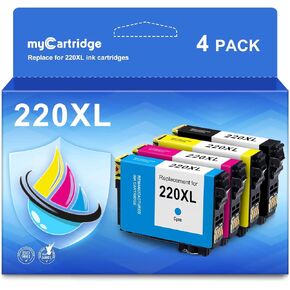 myCartridge 220 220XL Remanufactured Replacement for Epson 220 220XL Ink Cartridges T220 T220XL Work with WF-2630 WF-2650 WF-2750 WF-2760 XP-320 XP-420 (Black Cyan Magenta Yellow) 4-Pack 220XL Ink