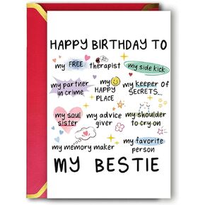 Funny Birthday Card for Women Sister, Happy Bday Gifts for Bestie, Bestie Birthday Card, Friendship Birthday Card, Best Friend Birthday Card,Happy Greeting Card for Niece