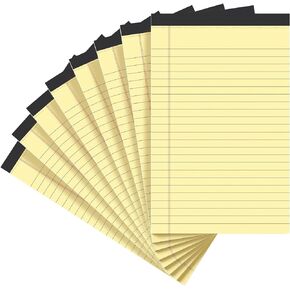 VITEVER 5" x 8" Note Pads, [ 8 Pack ] Lined Writing Legal Pads for Office, Lined NotePad, Narrow Ruled, 28 Sheet/Pad, Yellow