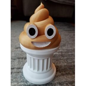 Poop Emoji Trophy - Hand Painted Poop Emoji - Golden Poop on White Pillar