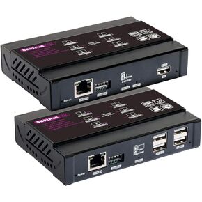 4K HDMI KVM USB Extender Over Single Cat5e/6 up to 100M(328ft), KVM Extender Support 1080P@60Hz, Plug & Play, Keyboard & Mouse Ethernet Network, Lossless-Near Zero Latency, 4 Ports USB2.0