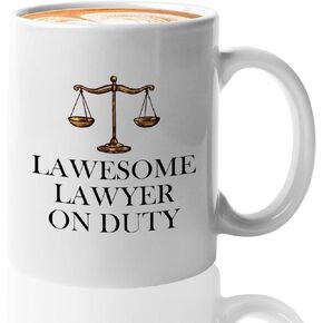 Lawyer Coffee Mug 15 Oz Black - First the coffee then the justice - Graduation Court Law Firm Judge Case Son Daughter Legal Practitioner for Law Student Family Attorney Advocate