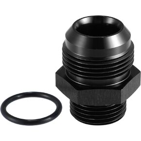 X AUTOHAUX 16AN Flare to 12AN ORB O Ring Port Male Fuel Pump Rail Adapter Fuel Fitting Adapters for Car Aluminum Alloy Black