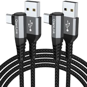 USB Type C Cable (2-Pack 3.3ft), USB A to USB C 3.1A Fast Charging Charger Cord Right Angle for Samsung Galaxy S23 S22 S21 S20 S10 S9 S8 Plus, Note 20 10 9 8, A10e A13 A20 A50 A51 A71 A73, Moto G7 G8 in Kuwait