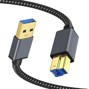 USB 3.0 A to B Cable Braided 15ft: 5Gbps High-Speed Zinc Alloy Case USB A to B 3.0 Printer Cable Compatible with Docking Station, External Hard Drivers, Scanner, Printer and More