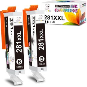 Miss Deer Compatible 281 Black Ink Cartridges Replacement for Canon CLI-281XXL CLI281 XXL BK for Pixma TR8520 TR8620 TS6120 TR7520 TS8220 TR8600 TS6220 TS6320 TS9120 TS9521c Printer (Small Black x 2)