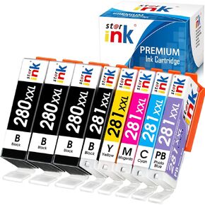 280XXL 281XXL Compatible Replacement for Canon 280 281 Ink Cartridges Work for Canon TR8620a TR8620 TS9120 TS8320 TS8220 TS8120 TR8520 TR7520 TS6220 Printer(3PGBK/BK/C/M/Y) 8-Pack
