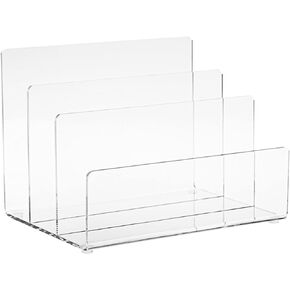 Juvale Clear Acrylic Folder Holder with 3 Sections - File Folder Holder for Paper Files, Documents, School & Office - 9x6.75x6.6 in