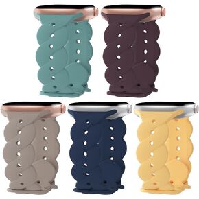 5 Pack Sport Silicone Bands Compatible for Apple Watch Band 38mm 40mm 41mm 42mm 44mm 45mm 49mm, Soft Strap Replacement Adjustable Wristbands for iWatch Ultra Series 8/7/SE/6/5/4/3/2/1 Women Men