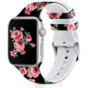 Silicone Watch Band Compatible with Apple Watch Band 38mm 40mm 41mm 42mm 44mm 45mm 49mm, Soft Silicone Replacment Sport Bands for iWatch Series 9 8 7 6 5 4 3 2 1 SE Ultra 2