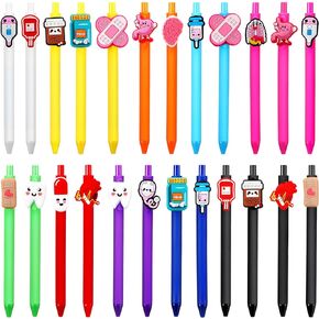 24 Pcs Nurse Pens Set Nursing Appreciation Gifts Bulk Cute Novelty Cartoon BallPoint Pens Medical Themed Pens,Office Supplies for Nurses Doctors Healthcare Workers Women, Multicolor