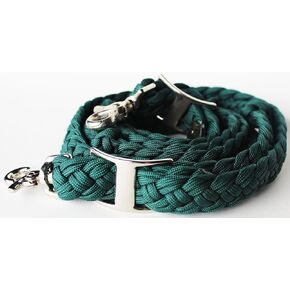 CHALLENGER Roping Knotted Horse Tack Western Barrel Reins Nylon Braided Green 60727