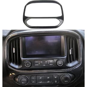 Korlot Carbon Fiber Central Navigation Screen Panel Middle Air Outlet AC Vent Cover Trims molding Accessories for Chevrolet Colorado 2015-2022 for GMC Canyon 2015-2022