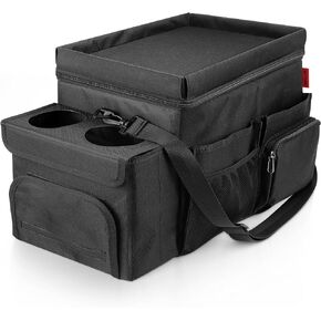 Waterproof Car Organizer with Lid, Car Cooler Bag with Cup Holder and Tissue Box
