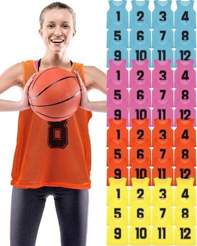 48 Pcs Pinnies for Sports Double Soccer Penny Soccer Pinnies Scrimmage Vests Mesh Basketball Team Practice Jersey in Saudi Arabia