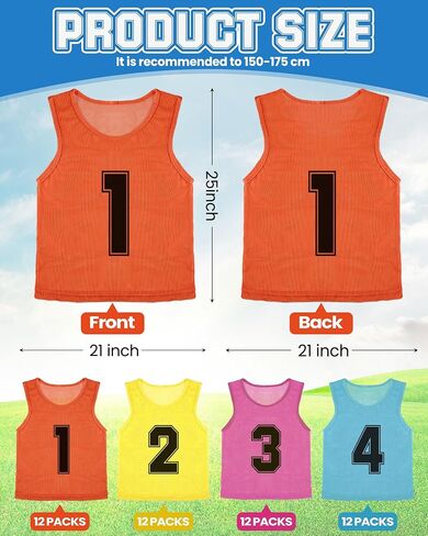 48 Pcs Pinnies for Sports Double Soccer Penny Soccer Pinnies Scrimmage Vests Mesh Basketball Team Practice Jersey in Saudi Arabia