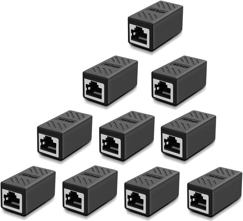 Ethernet Coupler,RJ45 Coupler,RJ45 Inline Coupler,Network Coupler, for Cat7/Cat6/Cat5e/cat5 Ethernet Cable Extender Connector - Female to Female, Black 10 Pack in Saudi Arabia