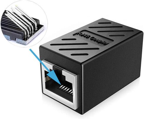 مقرنة إيثرنت، مقرنة RJ45، مقرنة RJ45 مضمنة، مقرنة شبكة، لموصل موسع كابل إيثرنت Cat7/Cat6/Cat5e/cat5 - أنثى إلى أنثى، أسود 10 عبوات in Kuwait